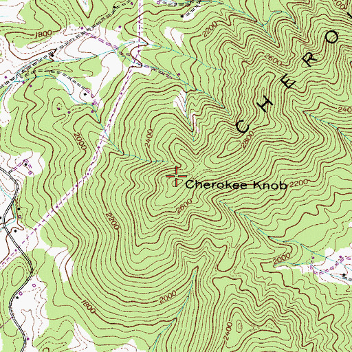 Topographic Map of Cherokee Knob, TN