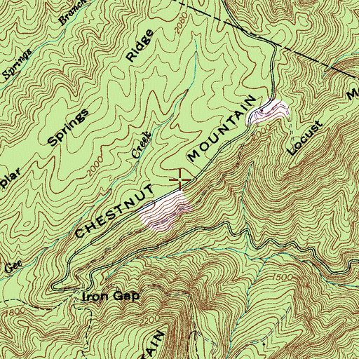 Topographic Map of Chestnut Mountain, TN