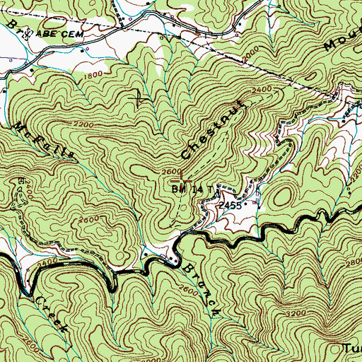 Topographic Map of Chestnut Mountain, TN