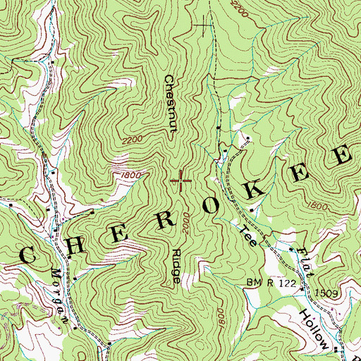Topographic Map of Chestnut Ridge, TN