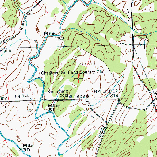 Topographic Map of Chestuee Golf and Country Club, TN