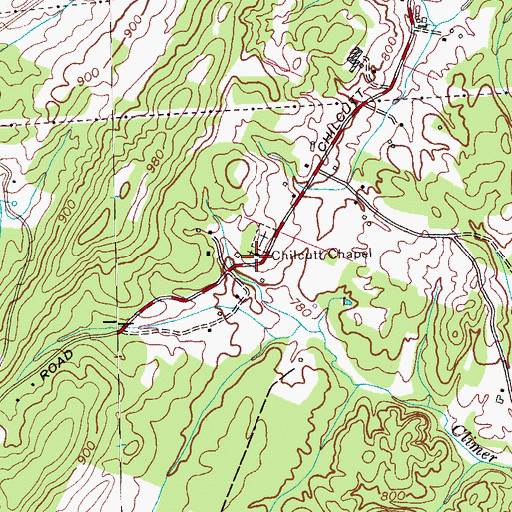 Topographic Map of Chilcutt Chapel, TN