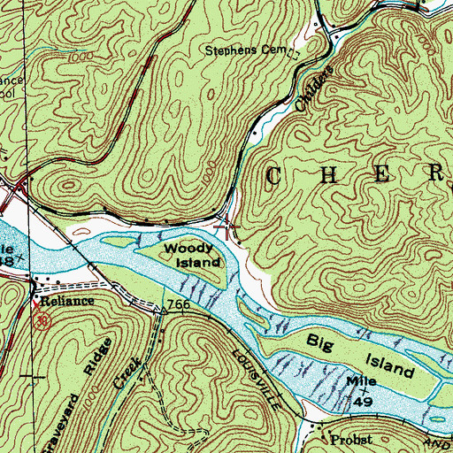 Topographic Map of Childers Creek, TN