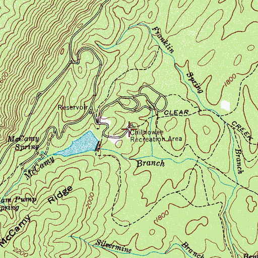 Topographic Map of Chilhowee Recreation Area, TN