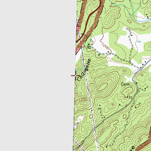 Topographic Map of Chilogatee Branch, TN