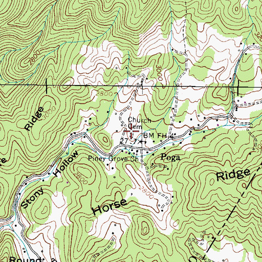 Topographic Map of Church Cemetery, TN