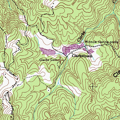 Topographic Map of Clarke Cemetery, TN