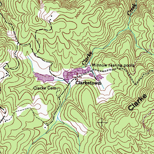 Topographic Map of Clarketown, TN