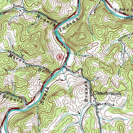 Topographic Map of Clear Branch, TN