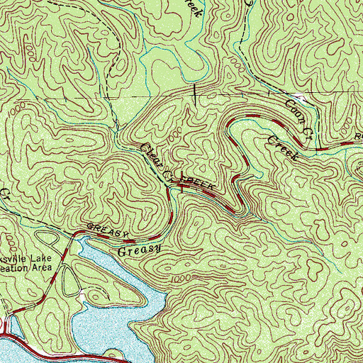 Topographic Map of Clear Creek, TN