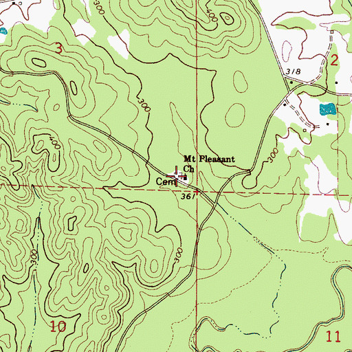 Topographic Map of Mount Pleasant Cemetery, AL