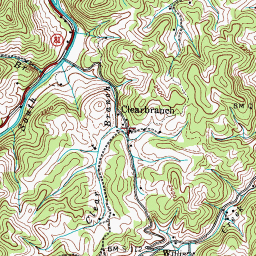 Topographic Map of Clearbranch, TN