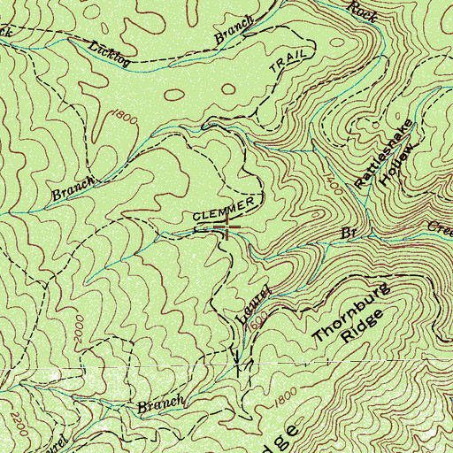 Topographic Map of Clemmer Trail, TN