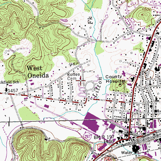 Topographic Map of Coffee Cemetery, TN