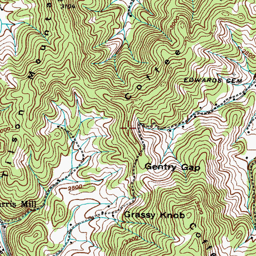 Topographic Map of Coffee Ridge, TN