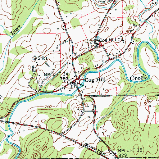 Topographic Map of Cog Hill, TN