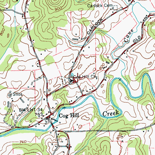 Topographic Map of Cog Hill Church, TN