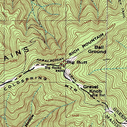 Topographic Map of Coldspring Mountain, TN
