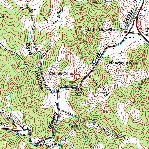 Topographic Map of Collins Cemetery, TN