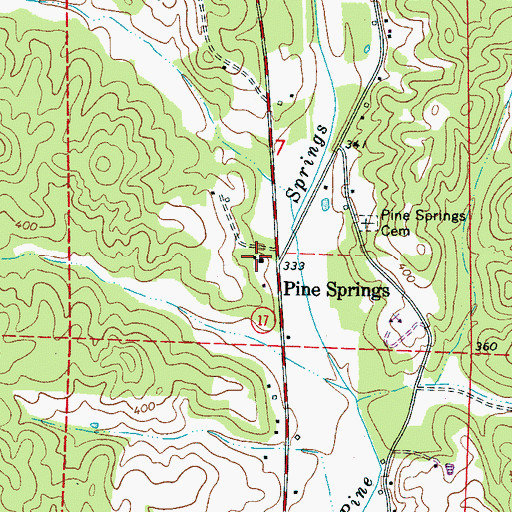 Topographic Map of Pine Springs Methodist Church, AL