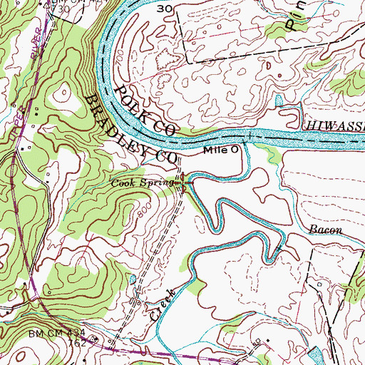 Topographic Map of Cook Spring, TN