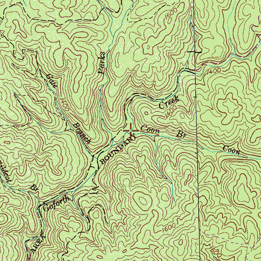 Topographic Map of Coon Branch, TN