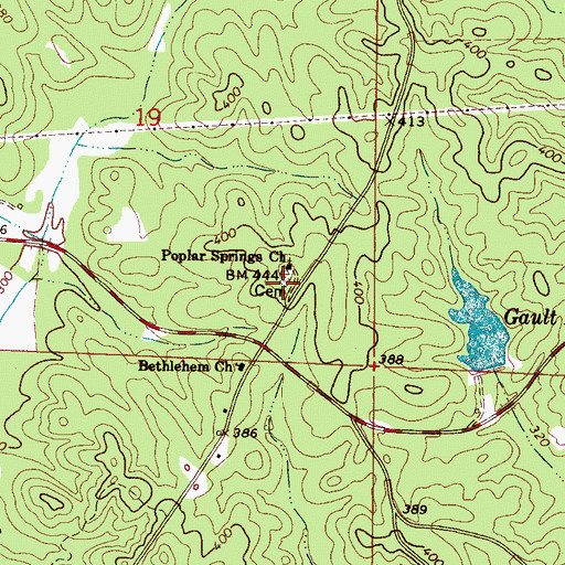 Topographic Map of Poplar Springs Cemetery, AL