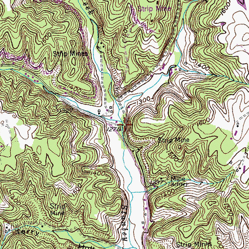 Topographic Map of Cordell Creek, TN