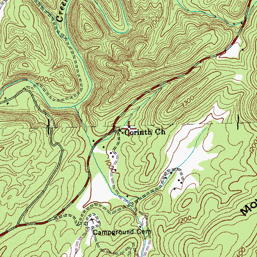 Topographic Map of Corinth Church, TN