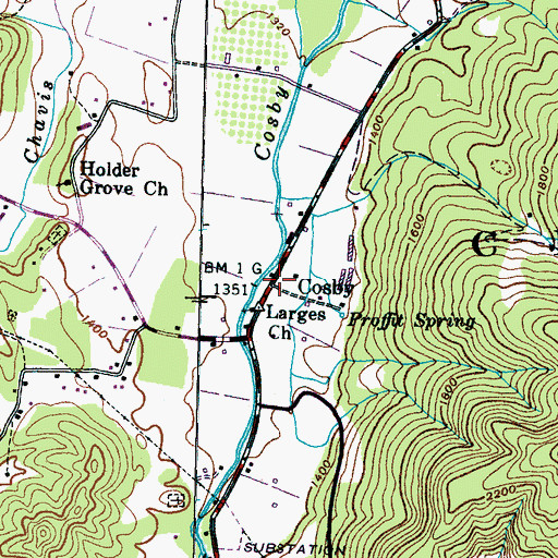 Topographic Map of Cosby, TN