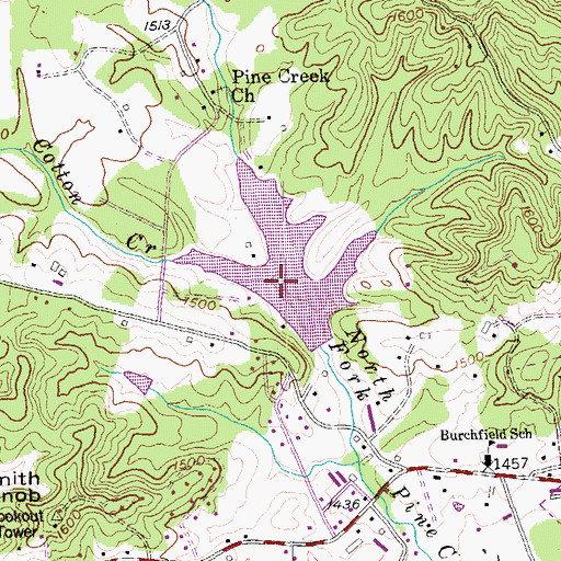 Topographic Map of Cotton Creek, TN