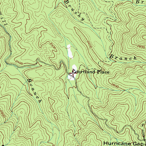 Topographic Map of Courtland Place, TN