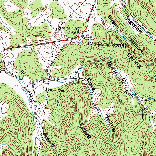 Topographic Map of Cove Hollow, TN