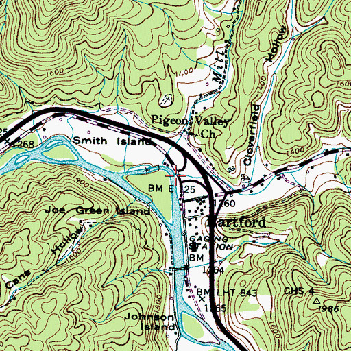 Topographic Map of Cripple Creek, TN