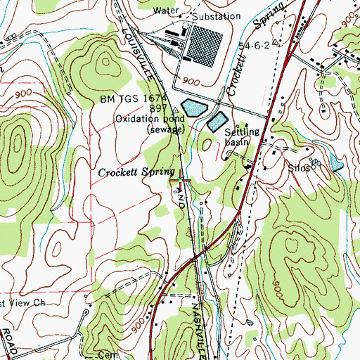 Topographic Map of Crockett Spring, TN