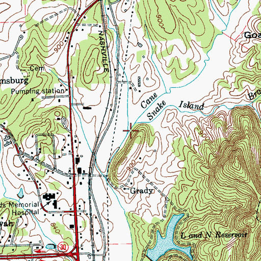 Topographic Map of Crockett Spring Branch, TN