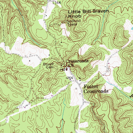 Topographic Map of Crossroads Church, TN