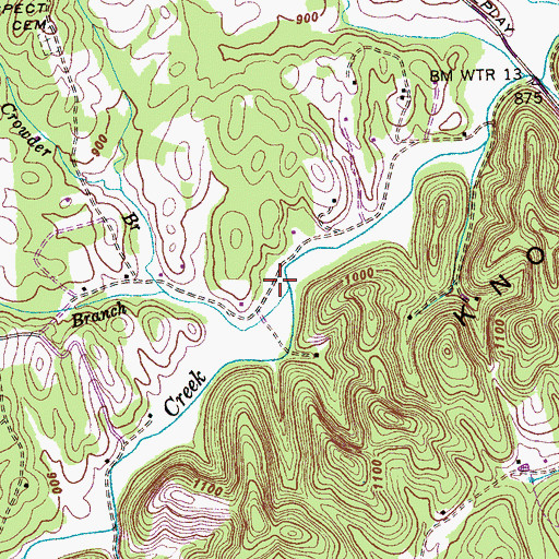 Topographic Map of Crowder Branch, TN