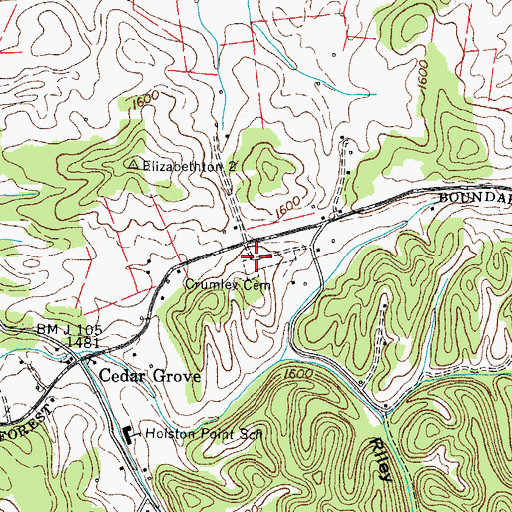 Topographic Map of Crumley Cemetery, TN