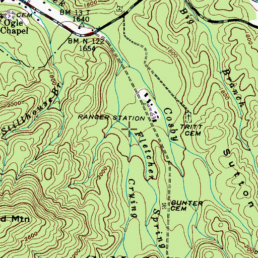 Topographic Map of Crying Creek, TN
