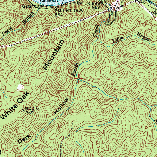 Topographic Map of Dark Hollow, TN