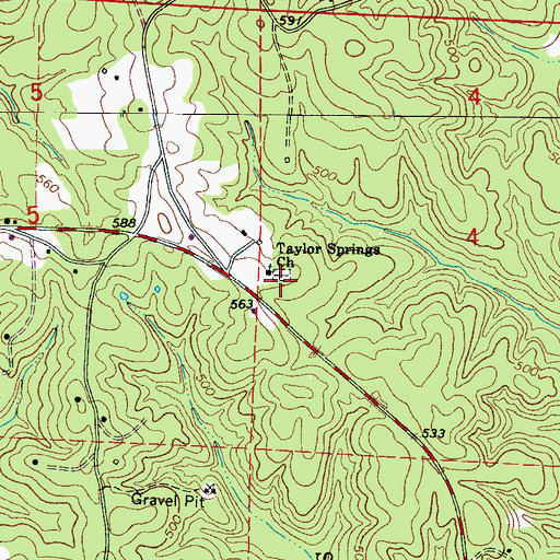 Topographic Map of Taylor Springs Cemetery, AL