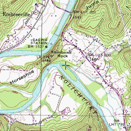 Topographic Map of Deacon Creek, TN
