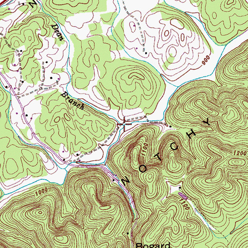 Topographic Map of Dean Branch, TN