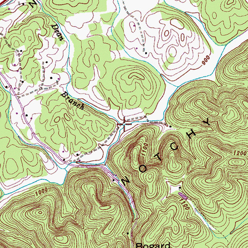 Topographic Map of Dean Branch, TN