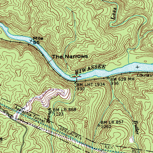 Topographic Map of Deep Branch, TN