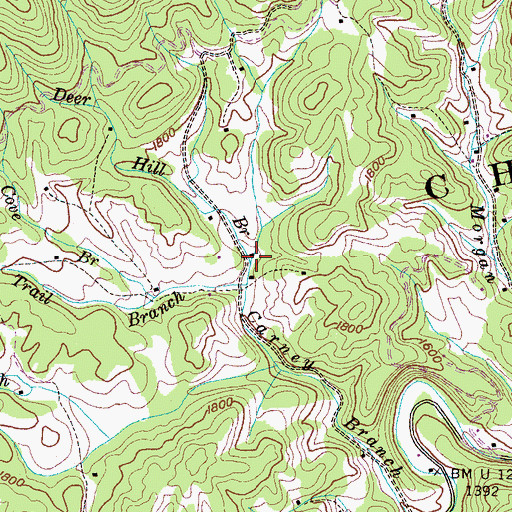 Topographic Map of Deer Hill Branch, TN