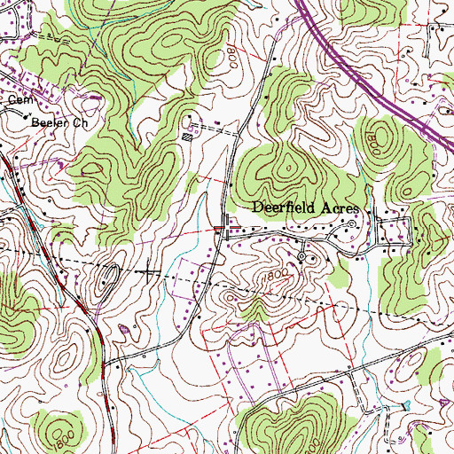 Topographic Map of Deerfield Acres, TN