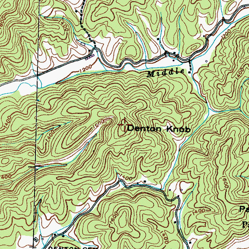 Topographic Map of Denton Knob, TN
