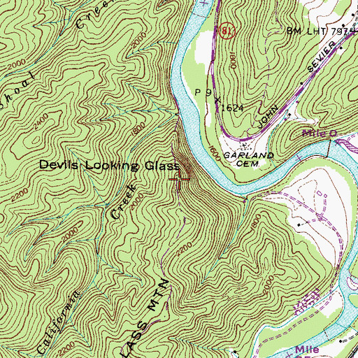 Topographic Map of Devils Looking Glass, TN